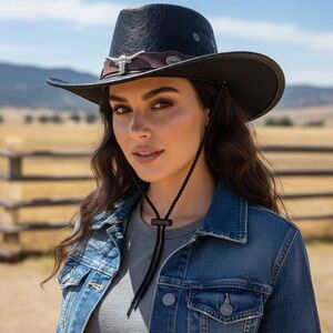 Unisex Black or Brown Western Cowboy Hat